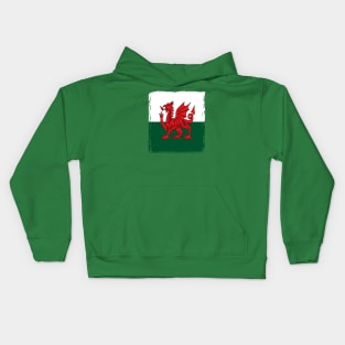 Y Ddraig Goch The Red Dragon Grunge Welsh Flag Kids Hoodie